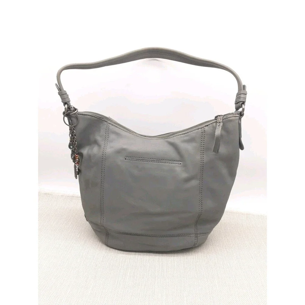 The Sak Gray Hobo Bag Leather Shoulder Handbag